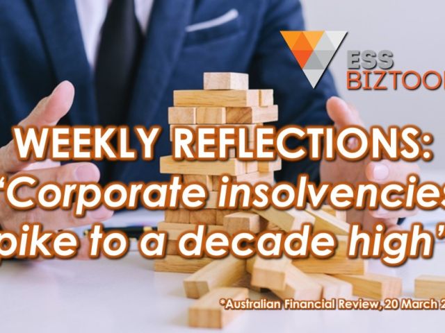 WEEKLY REFLECTIONS: “Corporate insolvencies spike to a decade high”