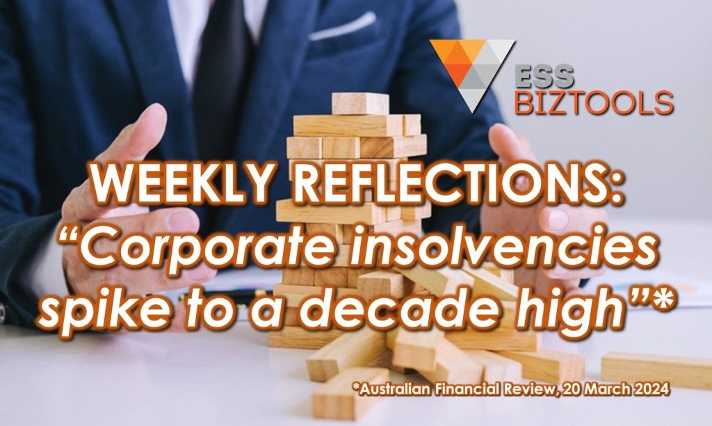 WEEKLY REFLECTIONS: “Corporate insolvencies spike to a decade high”